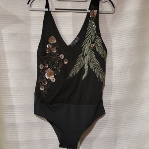 Black Beaded Bodysuit